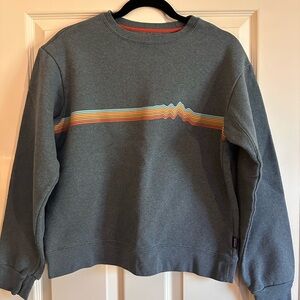 Patagonia Gray Crewneck Sweater with Colorful Stripe